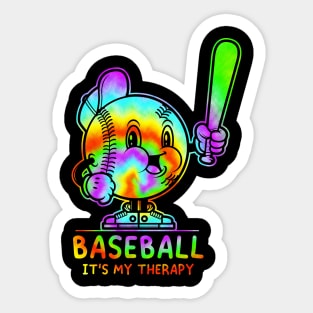 Baseball Its My Therapy Retro Funny Tie Dye Baseball Design Sticker